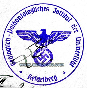 eagle and swastika property stamp of the Institute of Geology and Paleontology at the University of Heidelberg